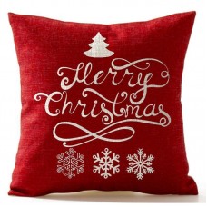 Christmas Pine Tree Snowflake Merry Christmas In Red flax Throw Pillow Case M7Q8 191466968130  113201469503